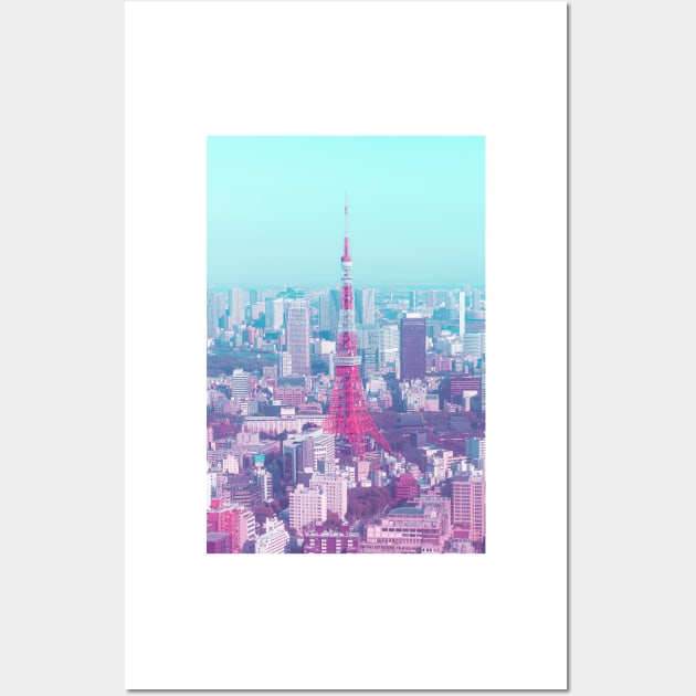 Tokyo Tower Citypop Aesthetic Pink and Blue 90s Vaporwave Photography y2k Wall Art by TokyoLuv